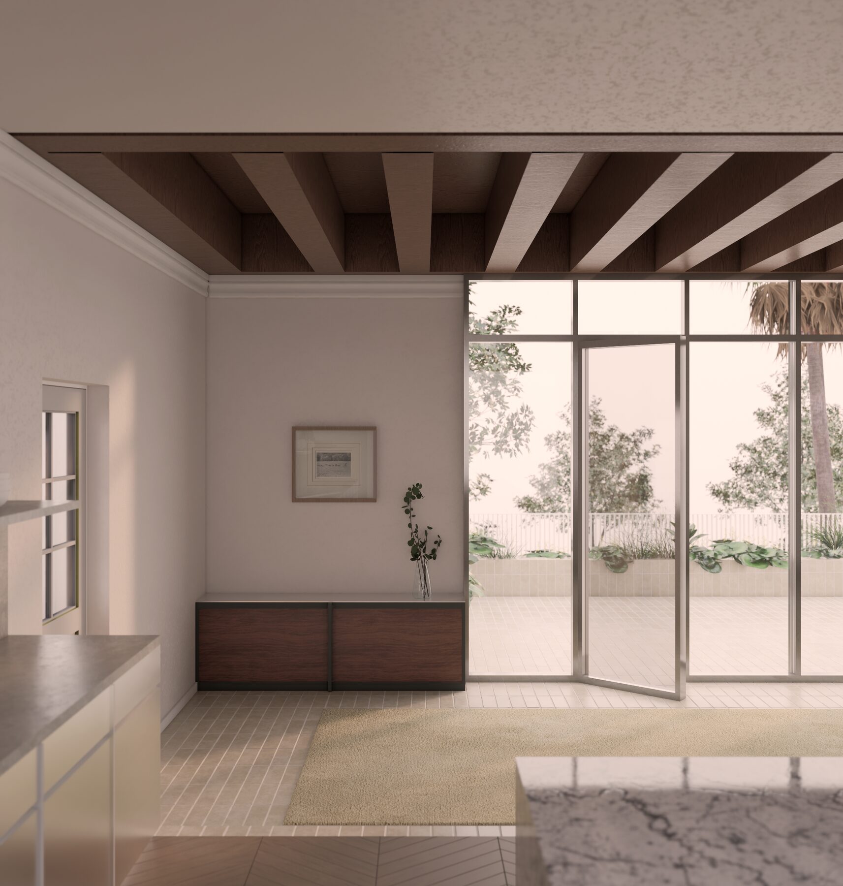 Grey Lynn Villa dining extension with timber ceiling